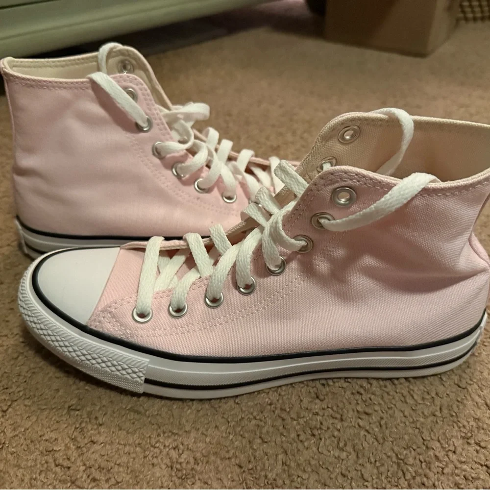 Converse Women's Light Pink High-Tops - Picture 3 of 6